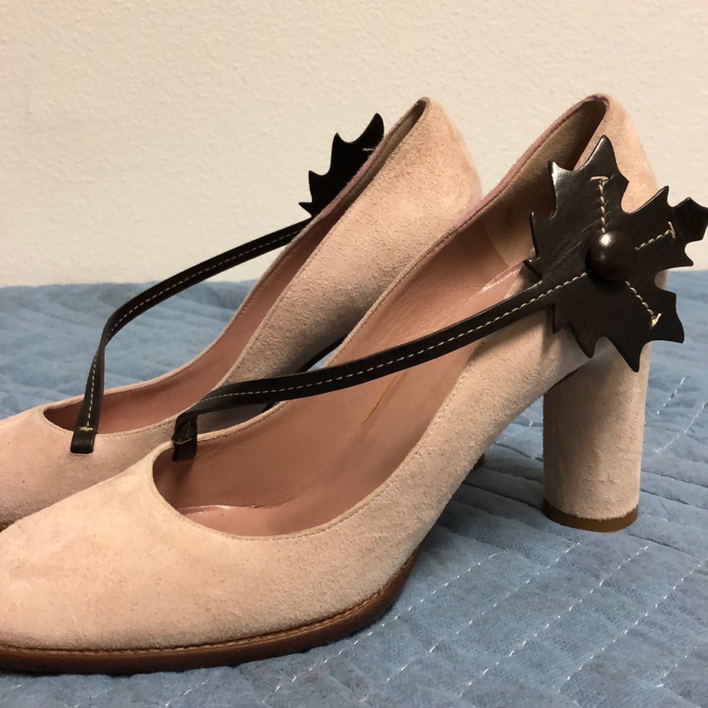 MOSCHINO Pink Suede Mary Jane Heels - Picture 2 of 8